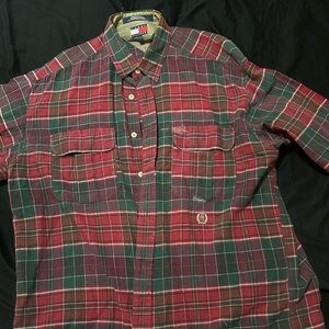 Tommy Hilfiger Casual Button Down Shirt Red and Green